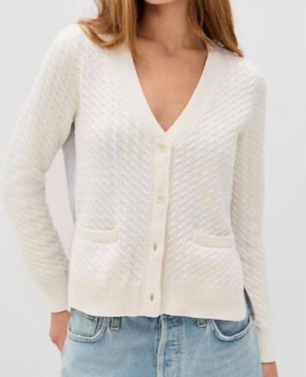 NEW SEA lavinia striped long sleeve cardigan in cream